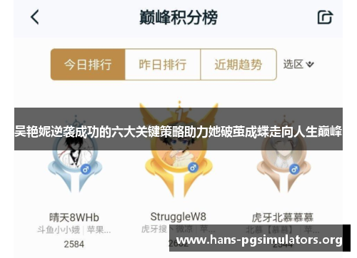 吴艳妮逆袭成功的六大关键策略助力她破茧成蝶走向人生巅峰